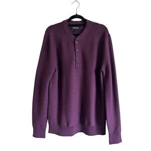 Bonobos Merino Wool Button Down Henley Sweater Purple Men's Size Large L